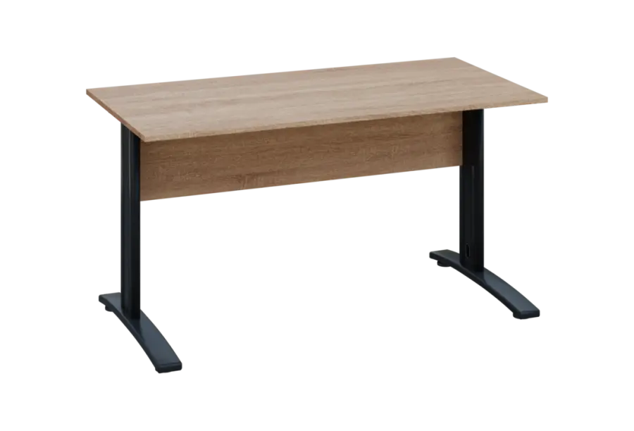 EPK 27 - 14 stůl kancelářský, kovová podnož černá, deska 25 mm, široký 1400 mm, dub bardolino